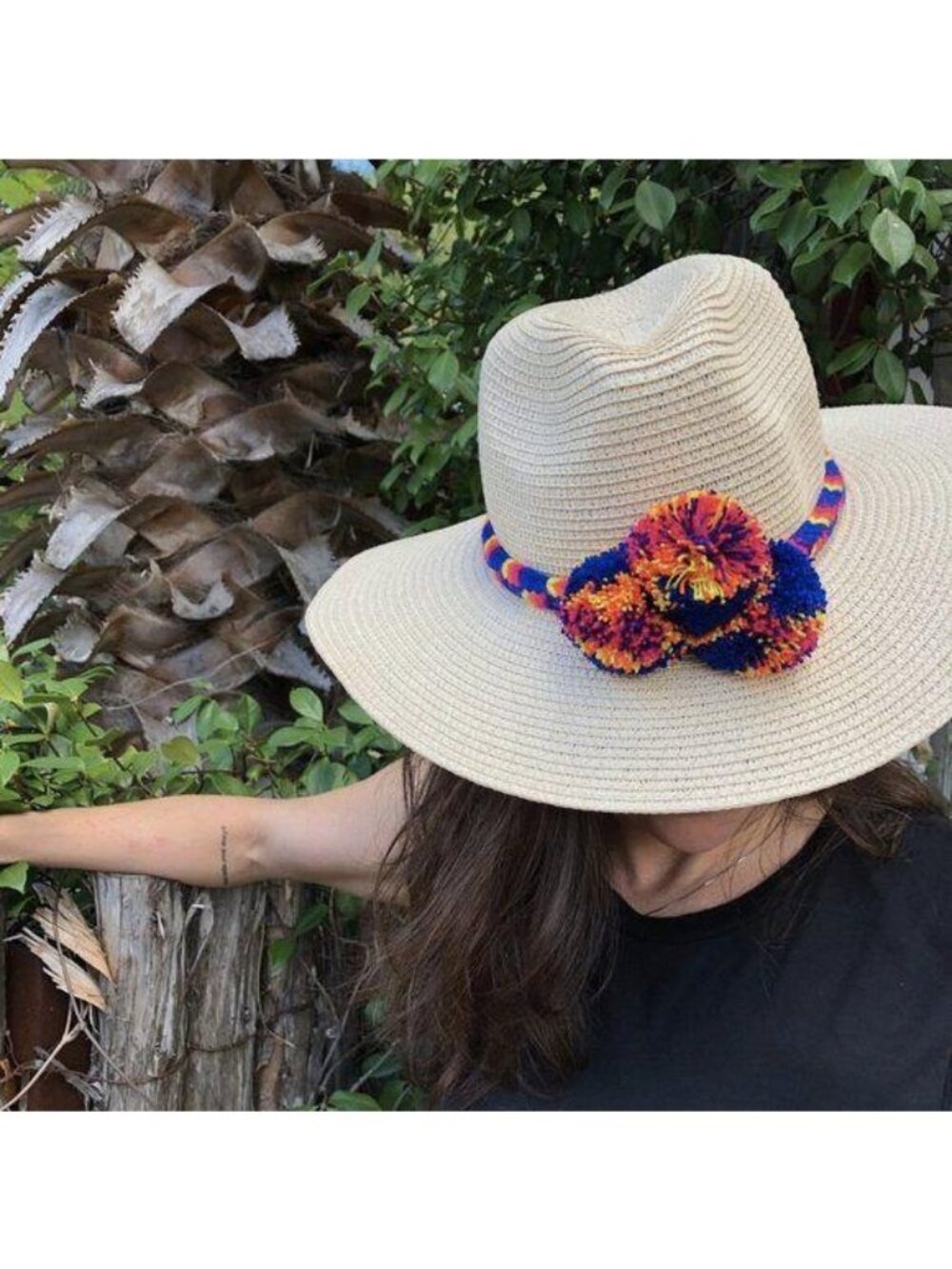 Wayuu Pom Pom Braided Hat Band in Blue Multi